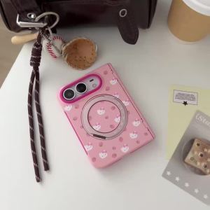 Sanrio | For IPhone Duo Ins Style Sanrio Cute Cartoon Wrist Strap Magnetic Stand Phone Case Shockproof Anti Scratch Protective Cover