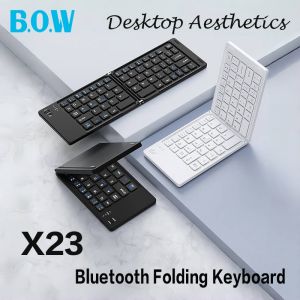 B.O.W X23 Folding Bluetooth Keyboard Ultra-thin Office Portable Small Folding Keyboard for Women Rechargeable Version 67Keys