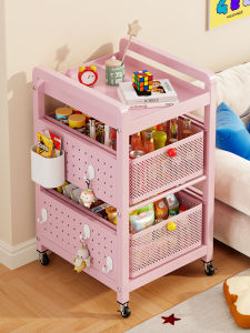 Dopamine Pushcart Snack Storage Rack Floor-Standing Multi-Layer Mobile Home Living Room Childrens Toy Storage Bookshelf