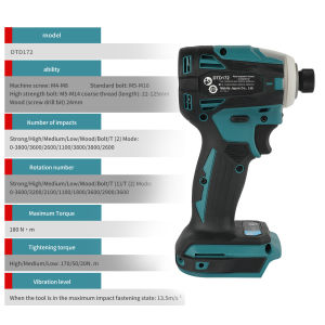 Makita | Makita DTD172 18V Lithium Cordless Impact Driver 4 Speed Adjustable Variable Speed Trigger Ergonomic Non Slip Power tools