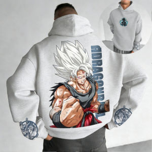 Bandai | Son Goku Dragon Ball Super Saiyan Harajuku Streetwear Men Vintage Hoodie Winter Women Oversized Hooded Sweatshirt Long Sleeve