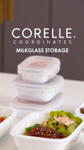 CORELLE Coordinates MilkGlass Food Storage Set - 3pcs Silver Crown Rectangular