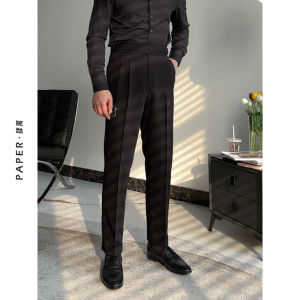 Retro High Waist Straight Leg Casual Business Pure Color No Ironing West Pants Daily Gentleman Long Pants Fashionable Urban Spring Youth