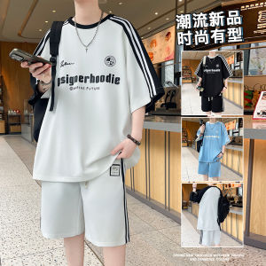 Ice Silk Short Sleeve T-Shirt Mens Summer Lightweight Casual Fashion Brand Teenage Body Print round Neck Regular Fit Polyester Fiber