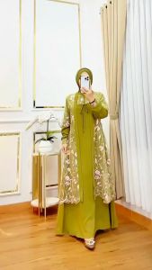 Mora gamis set outer cardi brukat terbaru baju kondangan dress muslimah kekinian
