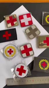 Red Cross Applique Badges Embroidery Tactical Hook and Loop PatchFirst Aid MED Medic Rescue Military on BackpackArmband