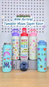 Tumbler Bottle 2in1 Stainless Steel 800ml / Flip Straw Water Bottle / Botol Minum Moon