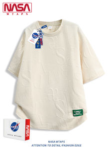 NASA WTAPS Mens Loose Fit Short Sleeve T-Shirt round Neck Summer Casual Wear Polyester Fiber Breathable Comfortable T-Shirt