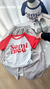 PRINCESS KESLI 2-15 Years Kids Girls Clothing Set Crop T-shirt and Cargo Pants Set Baju Budak Perempuan Seluar Panjang Budak