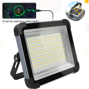 1000LM Solar-Powered Flood Light - 50W Rechargeable LED with Reflector Waterproof for Outdoor Construction & Security Lighting
