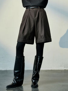 Loose Versatile High Waist Wide Leg Wool Shorts
