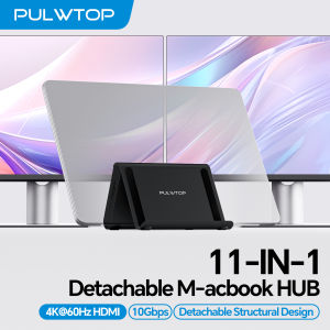 PULWTOP MacBook Pro Docking Station Dual Monitor with 2X 4K 60Hz HDMI 100W PD RJ45 10Gbps Data SD/TF 3.5mm Audio USB 2.0