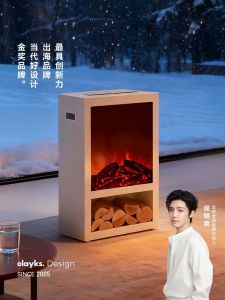 Olayks Electric Heater Tower Type Warm Wind Machine Simulation Flame Electric Fireplace Home Use with National Subsidy