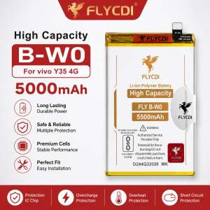 FLYCDI B-W0 5000mAh Battery for Vivo Y35 4G High Capacity Replacement Phone Battery Long Lasting Power