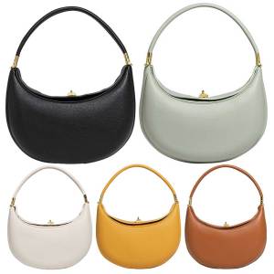 【HOT】 Trendy Shoulder Bag PU Leather Crescent Bag with Hasp Closure Stylish Casual Clutch Purse Soft Half Moon Bag for Women