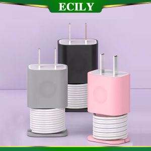 Ecily cuộn quấn dây cáp dụng cụ cố định cáp dữ liệu Silicone sạc bảo vệ trường hợp i-os USB C sạc nhanh chống trầy xước trường hợp lưu trữ 20W/18W