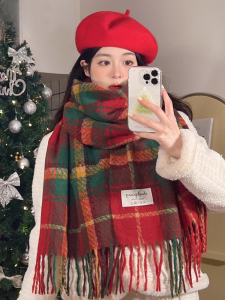 MiiOW | Khăn choàng lông mèo màu đỏ cao cấp cho nữ mùa thu đông 2024 Quần áo cặp đôi khăn choàng cổ trang trí Giáng sinh Quần áo mùa đông