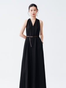 Minimalist V-Neck Halter Dress Long Sleeveless Summer