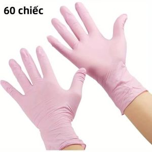 Găng Tay Nitrile Màu Hồng Dùng Một Lần 30/60/100 Chiếc Dùng Cho Nhà Bếp Gia Đình Rửa Chén Làm Móng Làm Tóc - Lớp Lót Mịn Bằng Cao Su
