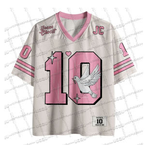 Pigeon & ตัวเลขกีฬา Retro ตาข่ายเสื้อยืด TOP หลวม Hip-Hop Casual Street สวมแขนสั้นฤดูร้อนผู้หญิง Y2k TOP