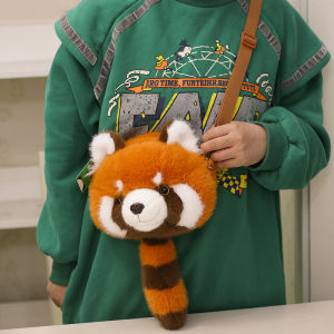 Túi Đeo Chéo Hình Gấu Trúc Màu Nâu Bằng Vải Lông Thú Cưng Có Đuôi Kéo Được Túi Đeo Vai Bằng Vải Nhung Cho Trẻ Em Từ 3 Tuổi Trở Lên