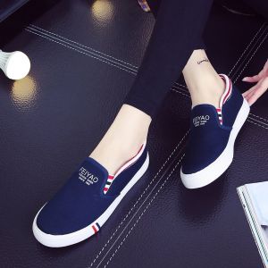 Spring and Summer Breathable Flats Slip-on Lofter Student Canvas Shoes Versatile Casual Shoes Flats Low Ankle Womens Shoes White Shoes