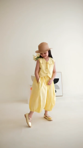 SETELAN ANAK PEREMPUAN OLIVIA SET 3-12 TAHUN ONE SET ANAK CEWEK BAHAN KATUN LINEN