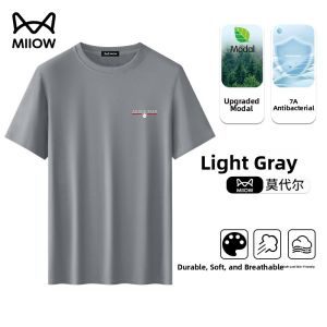 MiiOW | Cat Person Ice Silk Modal Loose Fit Short Sleeve Round Neck T-Shirt Mens Summer Trendy Breathable Quick Dry Comfortable Tee