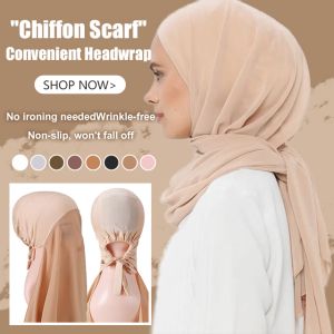 Womens Chiffon Headband Cover New Style Convenient Plain Color Scarf