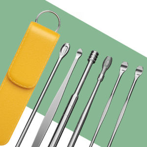 6Pcs/set Ear Cleaner Ear Wax Pickers Stainless Steel Earpick Wax Remover Piercing Kit Earwax Curette Spoon Care Ear Clean Tools