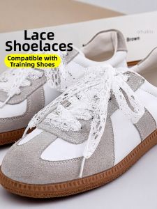 JVBV | White Lace Double Laces Ribbon Bow Accessories Ballet Style Flats