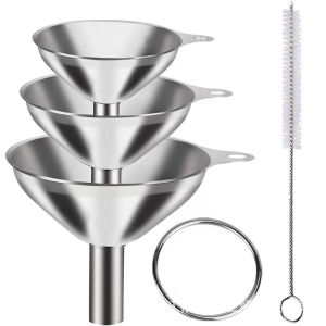 Stainless Steel Kitchen Funnels Set Food Grade Metal Funnels For Filling Bottles Small Funnels For Essential Oil Spices