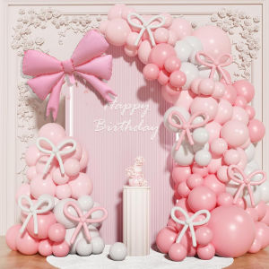 PCS Pink & White Bow Balloon Garland Arch Kit | Coquette Birthday Wedding Baby Shower Bachelorette Bridal Party Decorations