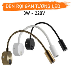 Đèn đọc sách gắn đầu giường Led 3W-220V Ánh sáng chiếu rọi điểm Thân đèn Kim loại uốn 360 độ - DW002