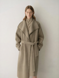 INSIS FEMME | Australian Merino Wool Double-faced Leather Loop Oversized Collar Coat