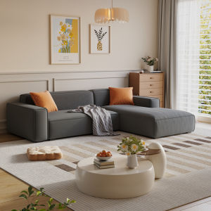 Cream L-shaped Corner Small Apartment Modern Fabric Sofa