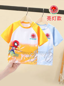 Boys Summer Cotton T-Shirt Glowing Half Sleeve Cartoon Print Sweat Absorbent Casual Top for Babies And Toddlers
