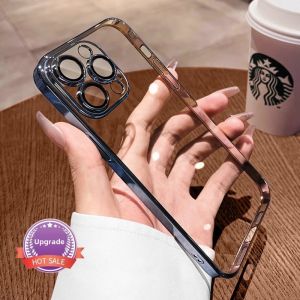 Ultra-Thin Titanium Metal Plated Apple Style iPhone Case Full Cover Anti-Fall Womens Model for iPhone 16 pro Max 15 pro 14 PM 13