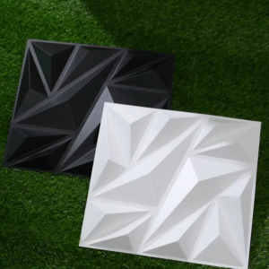 50cmx50cm 3DGeometric Wall Panel With Black And White Multi-Faceted Design Pvc Material Waterproof Washable Easy To Paste And Remove Living Room Bedroom Background Beautification Wall Sticker Extension Decoration Wall