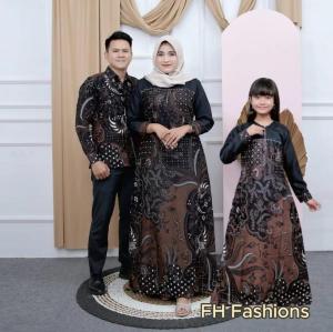 Model Terbaru Gamis Batik Couple Keluarga Ayah Ibu Dan Anak Motif Lemah Teles Bahan Katun Halus