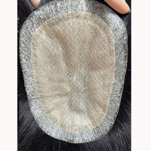 Breathable Silk Base Simulation Scalp Natural Looking Mens Toupee Hair Replacement 100% Human Hair System Straight Black Wig