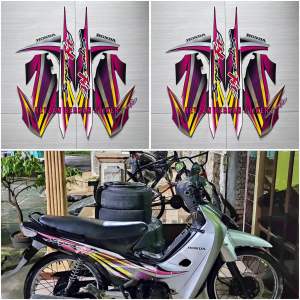STIKER STRIPING MOTOR SUPRA FIT 2003 2004 LAMA HITAM SILVER