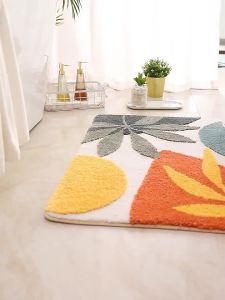 Thảm Tắm Hình Lá Cây Đầy Màu Sắc 40x60cm/50x80cm Thảm Trang Trí Phòng Tắm Bằng Sợi Nhỏ Thân Thiện Với Môi Trường Boho Plant Nghệ Thuật Trừu Tượng Thảm Trang Trí Phòng Tắm