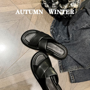 Summer Outdoor High-End Feeling Sandals French Style Flat Heel Comfortable Soft Sole Beach Slippers for Women