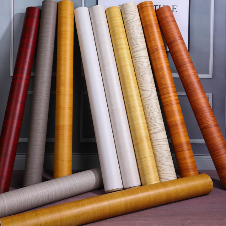 Wood Grain Sticker Self Adhesive Fake Wood Wall Paper Solid Wood Desktop Cabinet Wood Door Wood Board PVC Wardrobe Furniture Renovation Skin