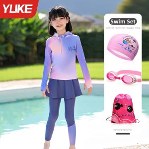 YUKE | Girls Long Sleeve Long Pants Sun Protection Swimsuit