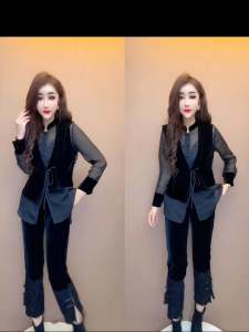 Elegant Velvet And Chiffon Slimming Womens Shirt Autumn 2025 New European Fashion High-End Feelings National Style Blouse