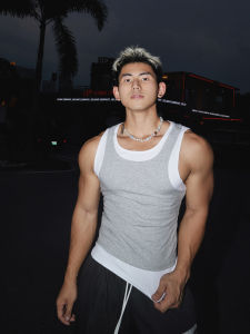 Áo Thun Ngực Pseudo Hai Mảnh Slim Fit Nam