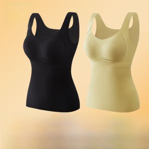 MiiOW | Warm Thermal Vest Womens One-Piece Seamless Inner Wear Tank Top With Chest Pad Autumn Winter Polyester Spandex Blend
