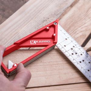 KAPRO Stainless Steel Right Angle Triangle Ruler 45 Degree 90 Degree Woodworking Ruler Marking Steel Ruler Line Drawing Angle